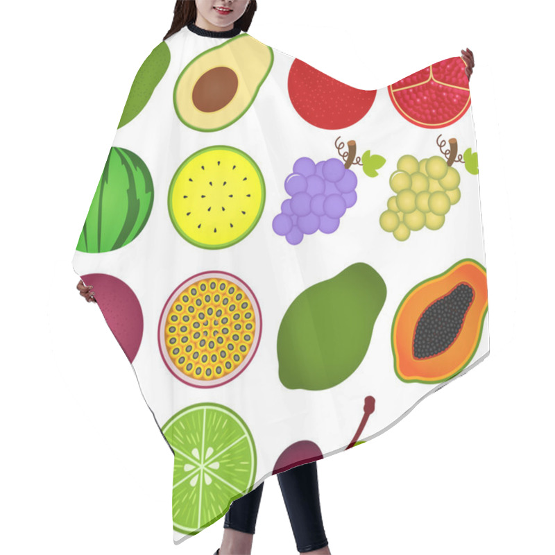 Personality  A Vector Collection Of Fresh Fruit Cut In Half Isolated On White Hair Cutting Cape