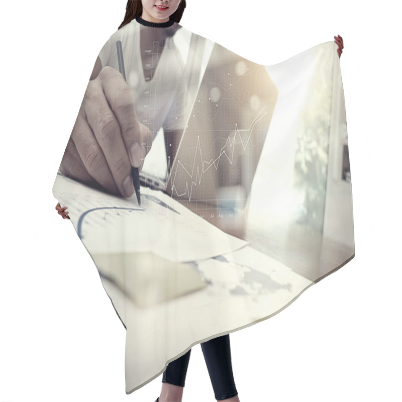 Personality  Business Documents On Office Table With Smart Phone And Digital  Hair Cutting Cape