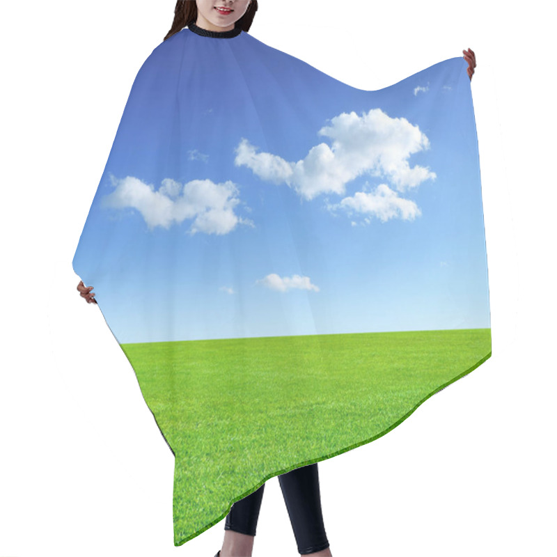 Personality  Green Meadow And Blue Sky With Fluffy Clouds Hair Cutting Cape