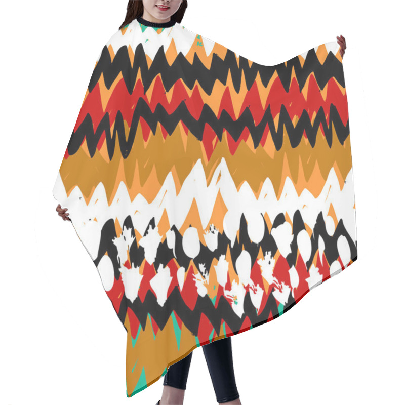 Personality  Striped Hand Drawn Pattern With Zigzag Lines Hair Cutting Cape