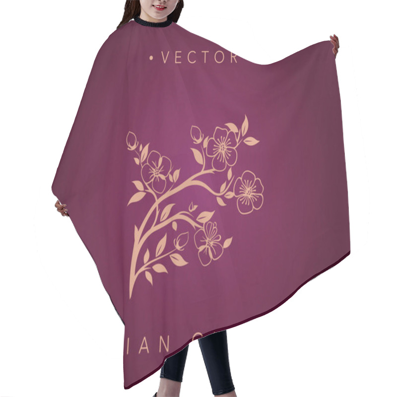 Personality  Rich Maroon And Gold Cherry Blossom Vector Design Hair Cutting Cape