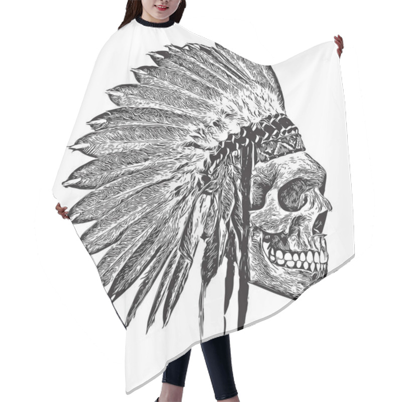 Personality  Skull With Indian Headdress Hair Cutting Cape