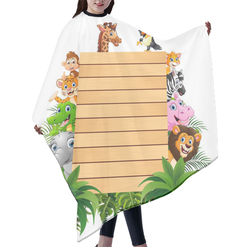 Personality  Illustration Of Animals With A Blank Sign Wood Hair Cutting Cape