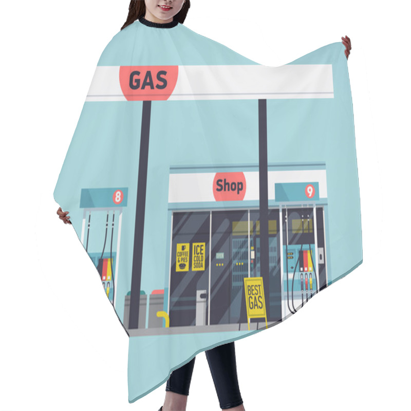 Personality  Gas Filling Station. Hair Cutting Cape