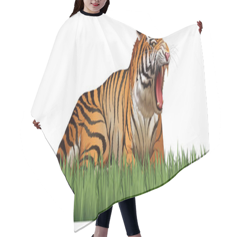 Personality  Wild Tiger Roars In The Field Hair Cutting Cape