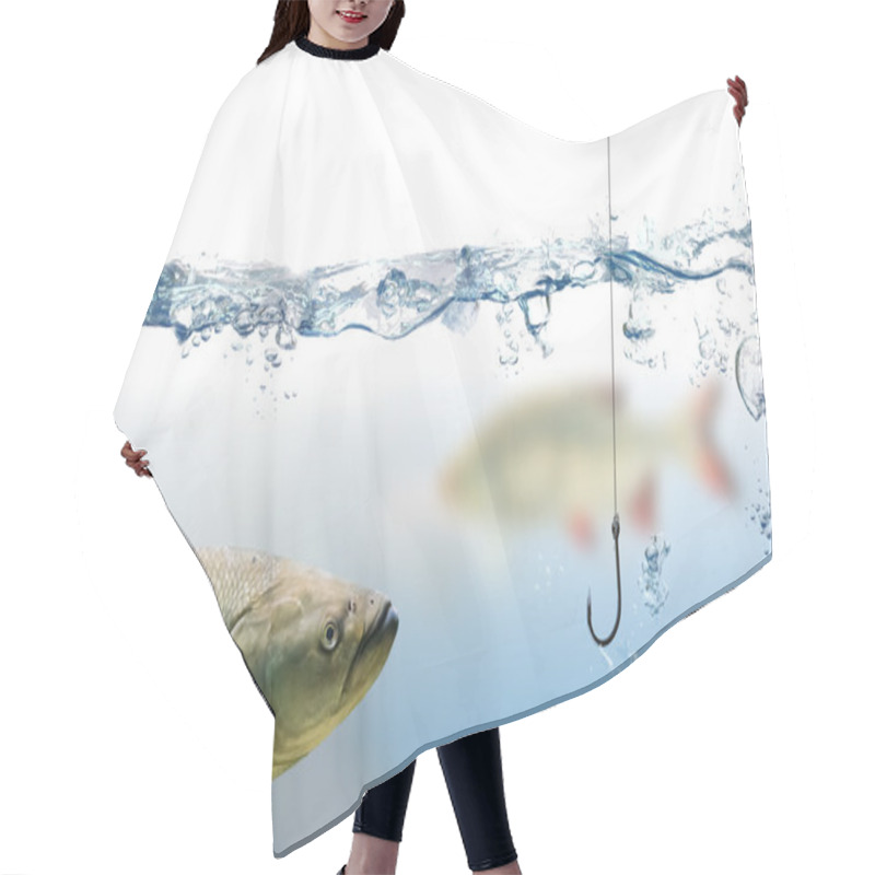 Personality  Fishing Hook Under Water And Trout Fish Hair Cutting Cape