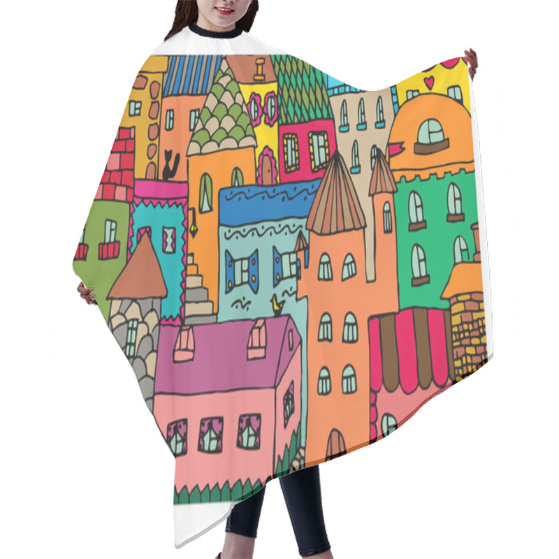 Personality  Set Of Hand Drawn Houses Hair Cutting Cape