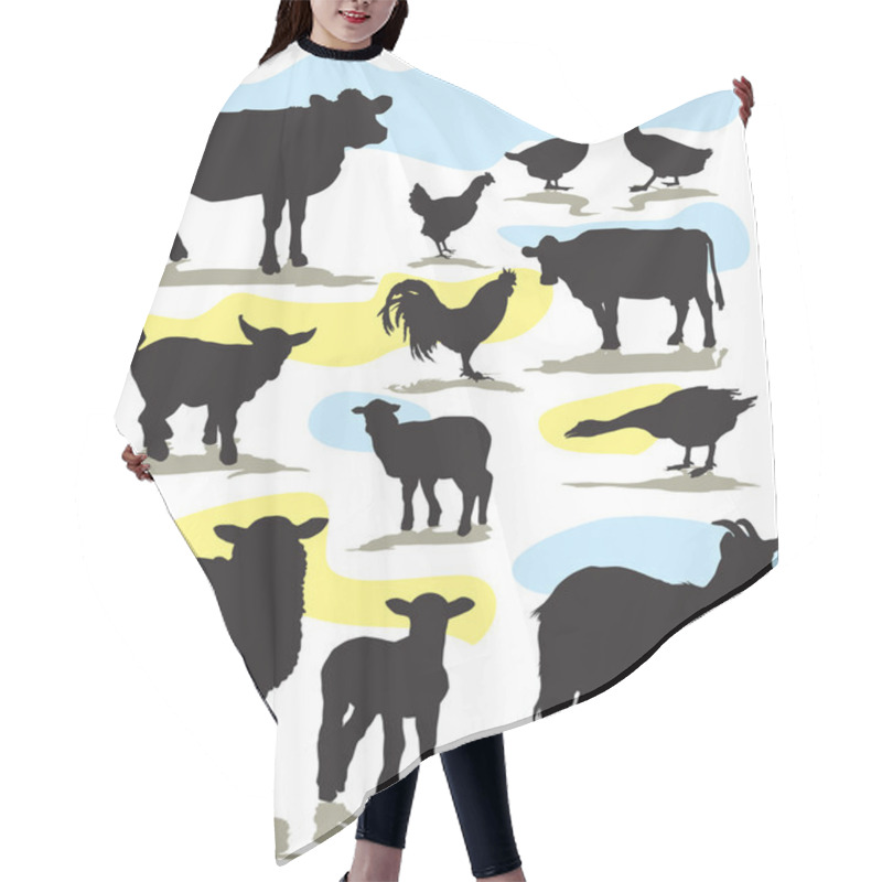 Personality  Set Vector Farm Animals Silhouettes Hair Cutting Cape