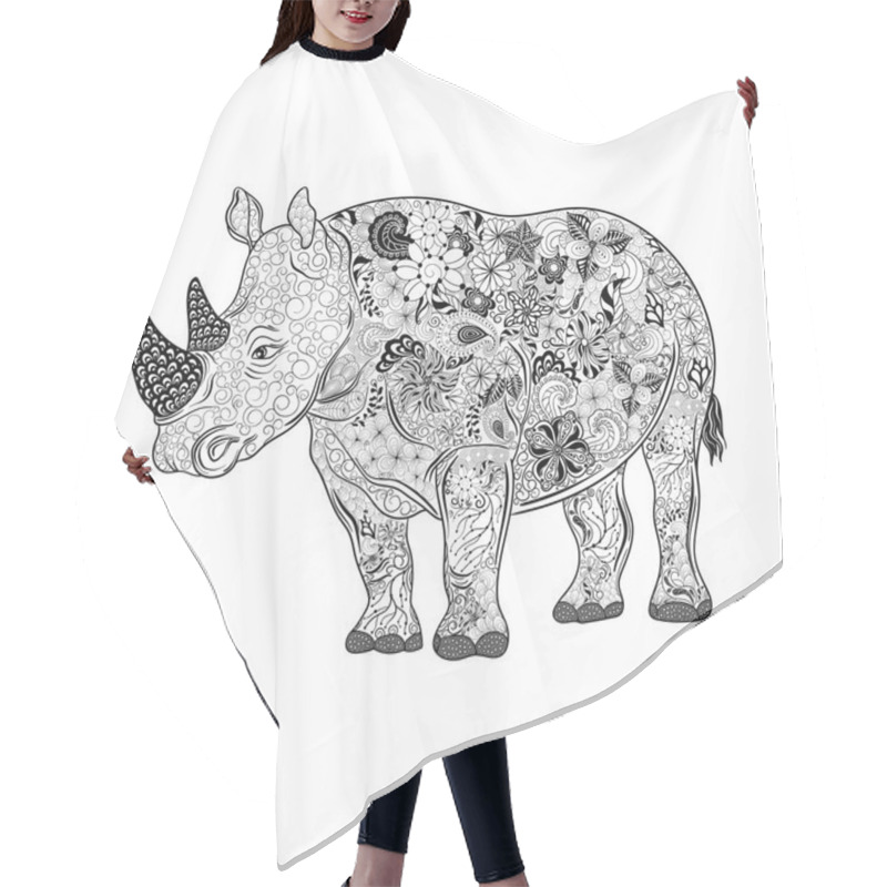 Personality  Rhinoceros  Doodle Illustration Hair Cutting Cape