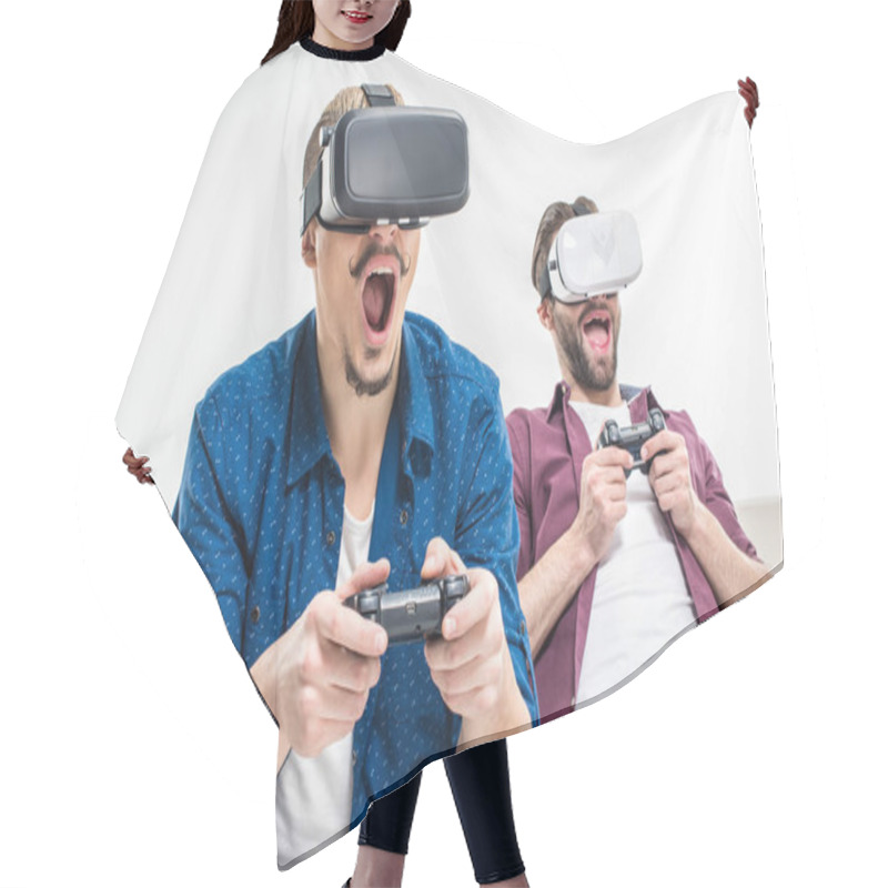 Personality  Friends In Virtual Reality Headsets Hair Cutting Cape