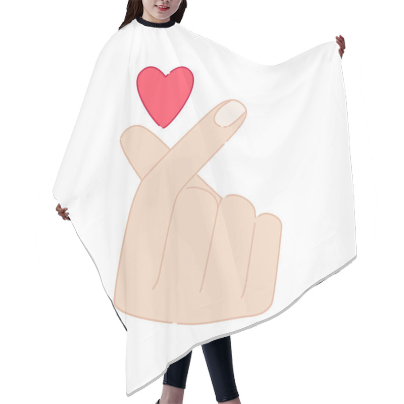 Personality  Korean Symbol Hand Finger Heart Isolated On White Background. Hair Cutting Cape