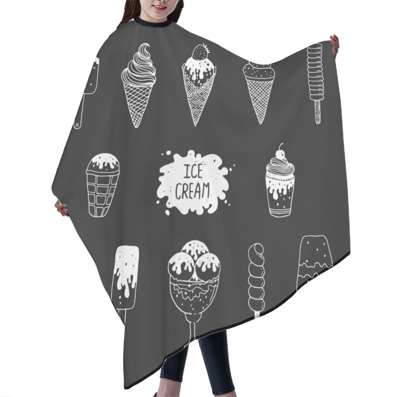 Personality  Vector Collection Of Hand Drawn Ice Cream Hair Cutting Cape