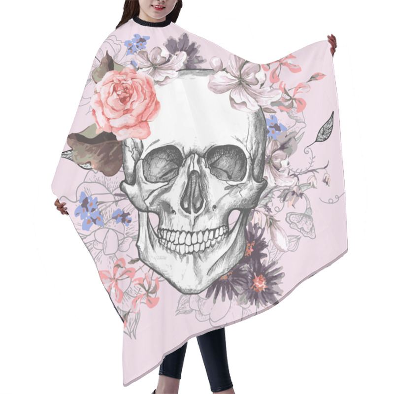 Personality  Skull And Flowers Day Of The Dead Hair Cutting Cape