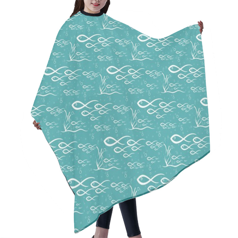 Personality  Seamless Background With Fishes. Hair Cutting Cape