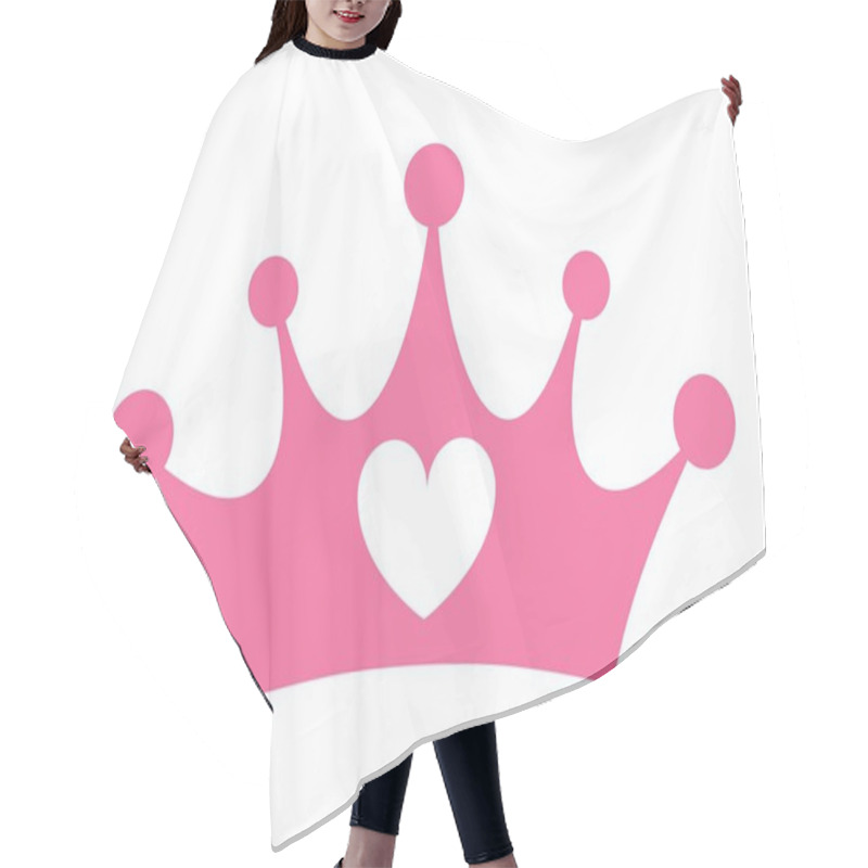 Personality  Vector Illustration Of A Pink Girly Princess Crown With The Heart Emblem Isolated On White Background Hair Cutting Cape