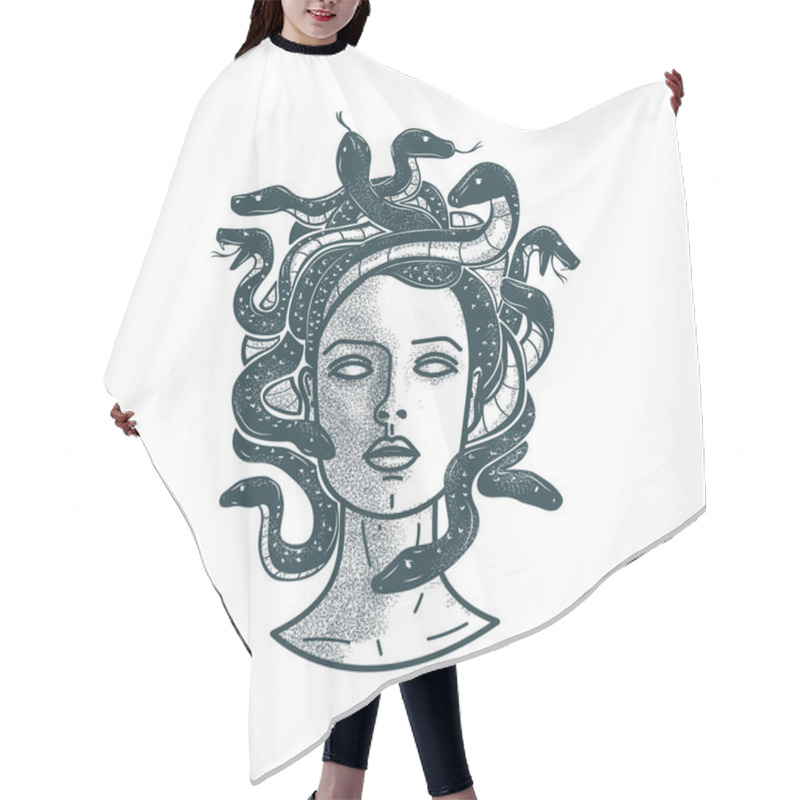 Personality  Artistic Statue Like Medusa Head, Vector Illustration Hair Cutting Cape