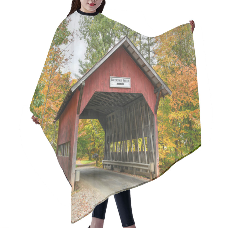 Personality  Brookdale Covered Bridge In Stowe, Vermont During Fall Foliage Over The West Branch Little River. Hair Cutting Cape