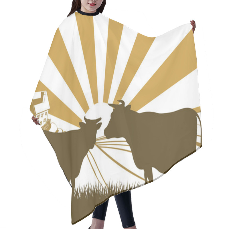 Personality  Sunrise Cow Farm Landscape Hair Cutting Cape