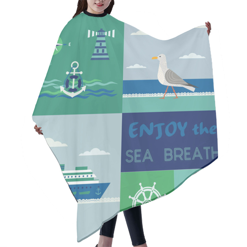 Personality  Maritime Patchwork Poster Hair Cutting Cape