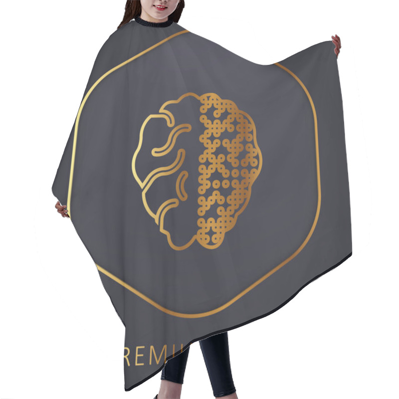 Personality  Brain Golden Line Premium Logo Or Icon Hair Cutting Cape