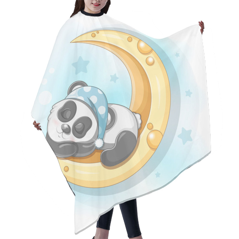 Personality  Cute Cartoon Panda Sleeping On The Moon Hair Cutting Cape