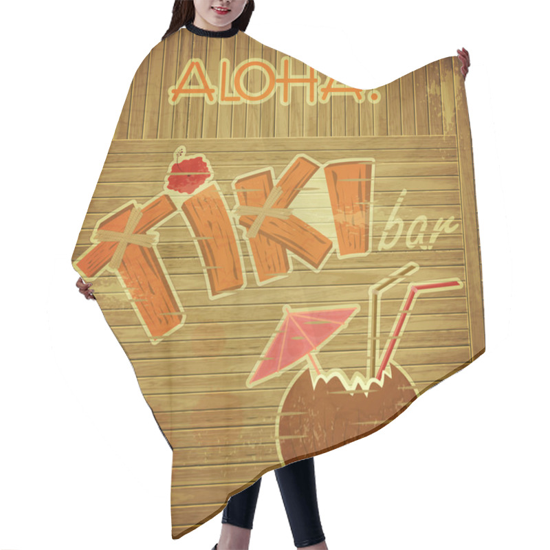 Personality  Retro Design Tiki Bar Menu On Wooden Background Hair Cutting Cape