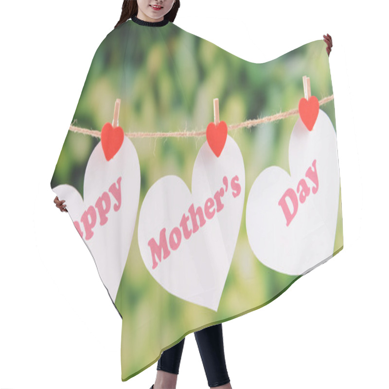 Personality  Happy Mothers Day Message Written On Paper Hearts With Flowers On Bright Background Hair Cutting Cape