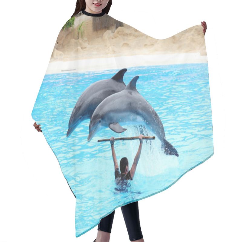 Personality  Two Dolphins Jumping Over Instructor Hair Cutting Cape