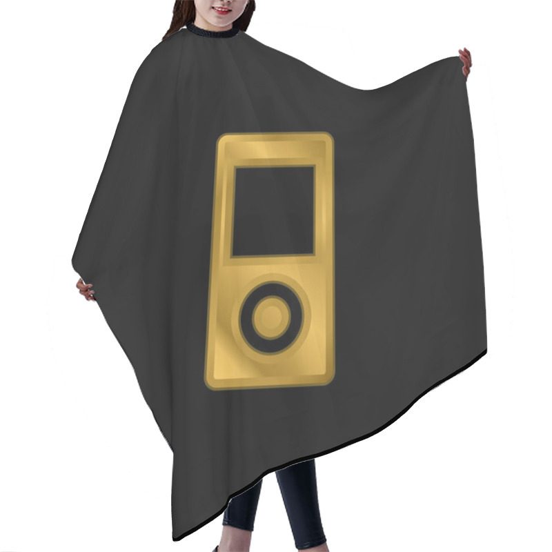 Personality  Apple Ipod Gold Plated Metalic Icon Or Logo Vector Hair Cutting Cape