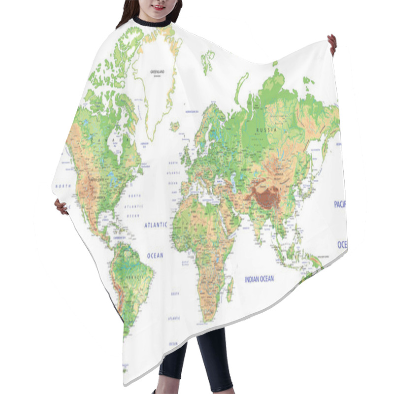 Personality  World Map With Labeling. Hair Cutting Cape