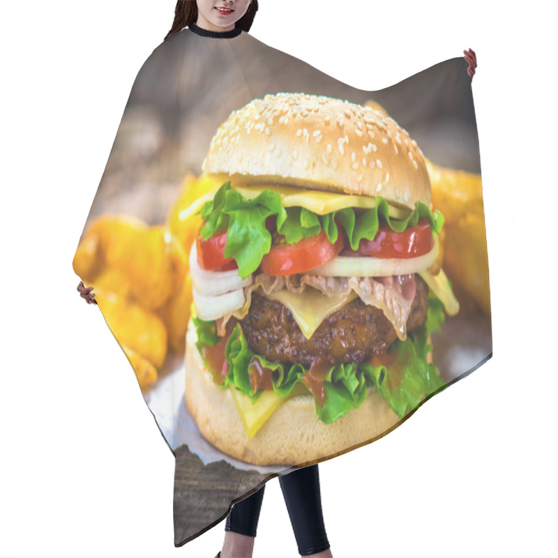 Personality  Burger And French Fries Hair Cutting Cape