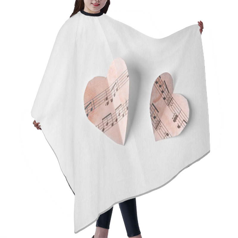 Personality  Paper Hearts With Music Notes Hair Cutting Cape