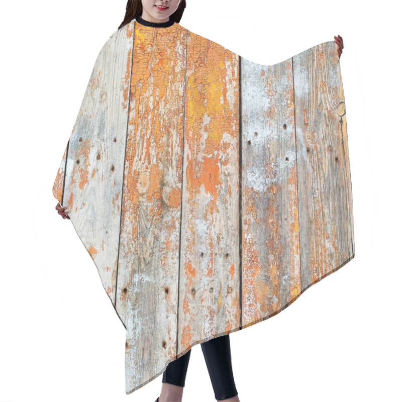 Personality  Abstract Stylized Background Of Old Wooden Planks Crack On Rusti Hair Cutting Cape