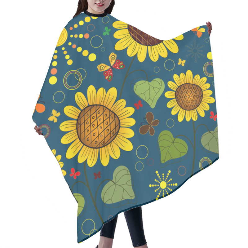 Personality  Seamless Floral Dark Blue Summer Pattern Hair Cutting Cape