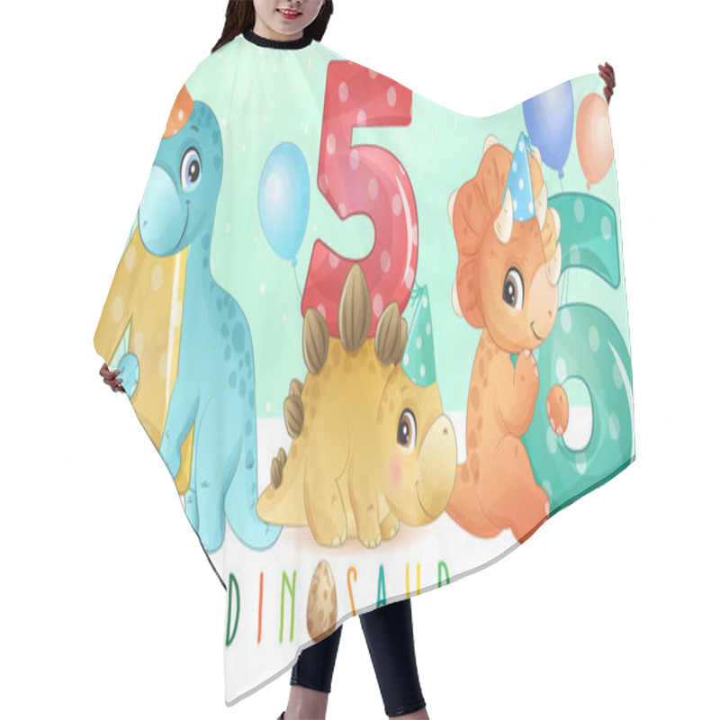 Personality  Cute Little Dinosaur With Numbering Collection Hair Cutting Cape