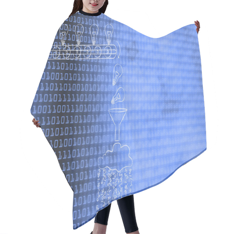 Personality  Machine Turning Knowledge (lightbulbs) Into Data Hair Cutting Cape