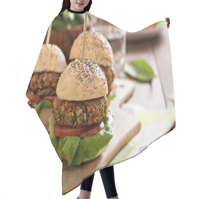 Personality  Vegan Burgers With Beans And Vegetables Hair Cutting Cape