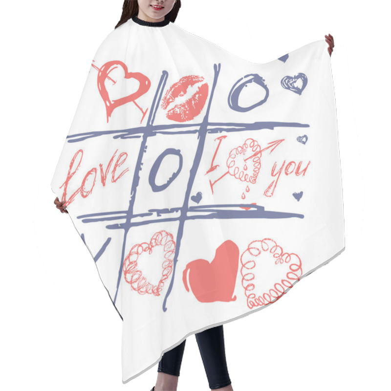 Personality  Tic Tac Toe, Valentines Day Love Background Hair Cutting Cape