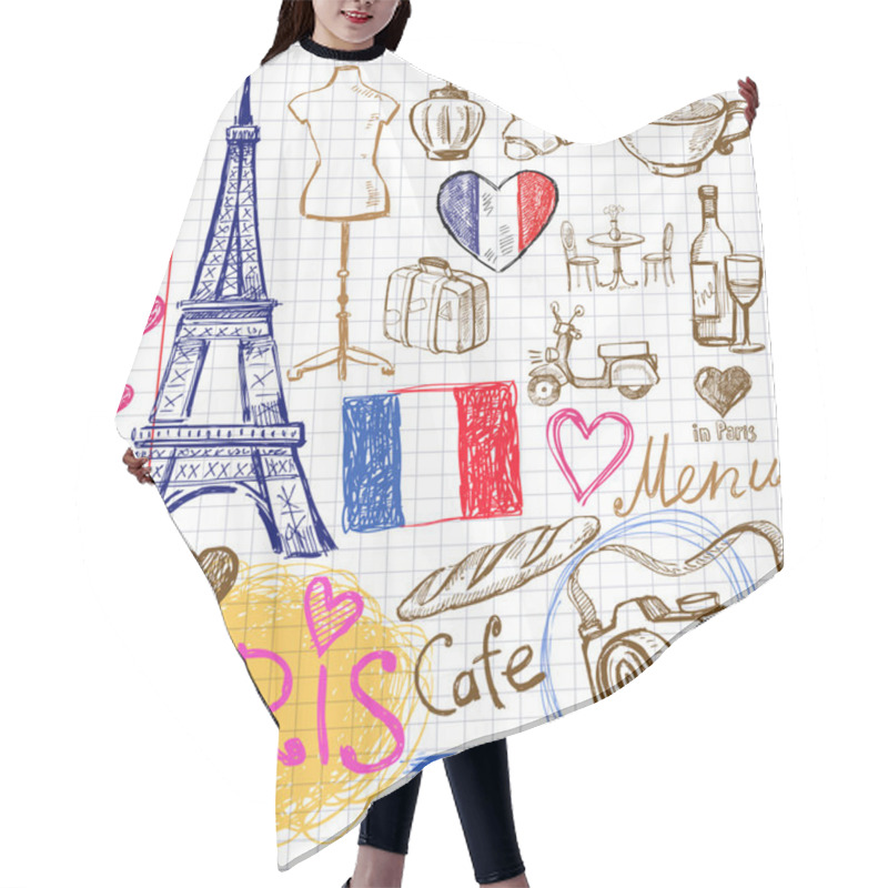 Personality  Vector Hand Drawn Paris Illustration Hair Cutting Cape