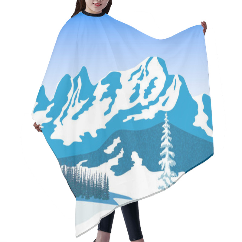 Personality  Winter Landscape With Silhouettes Of Mountains And Forest. Snow And Shadows. Vector Illustration Hair Cutting Cape