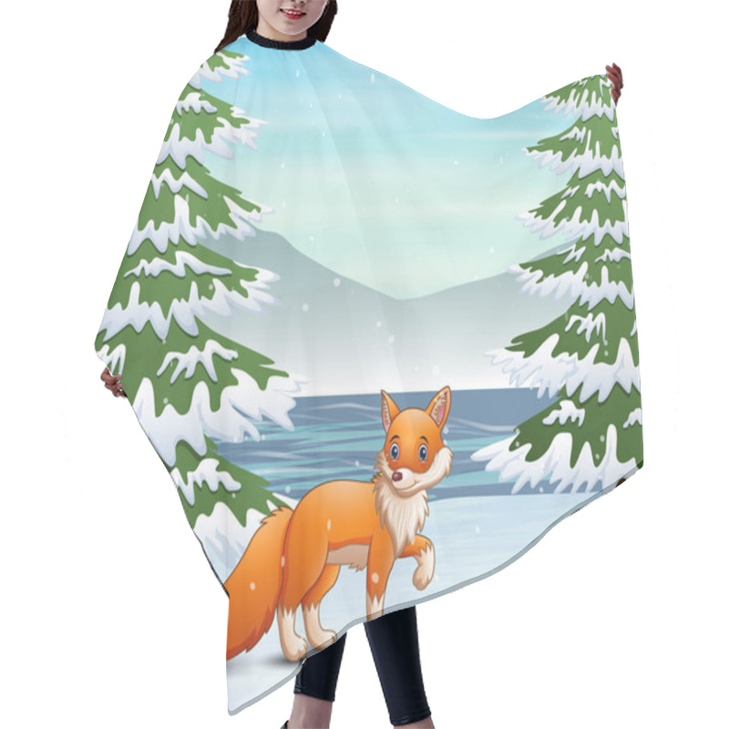 Personality  Fox In The Winter Forest Hunting A Prey Hair Cutting Cape