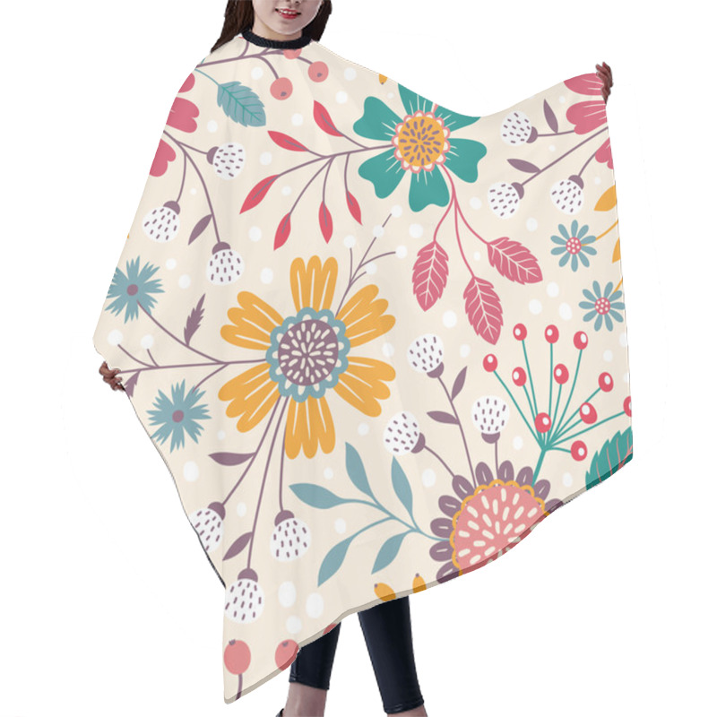 Personality  Seamless Floral Pattern Hair Cutting Cape