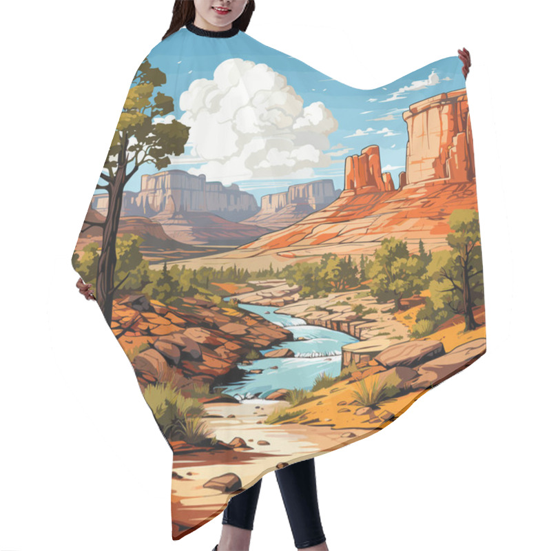 Personality  Grand Canyon Hand-drawn Comic Illustration. Grand Canyon. Vector Doodle Style Cartoon Illustration Hair Cutting Cape