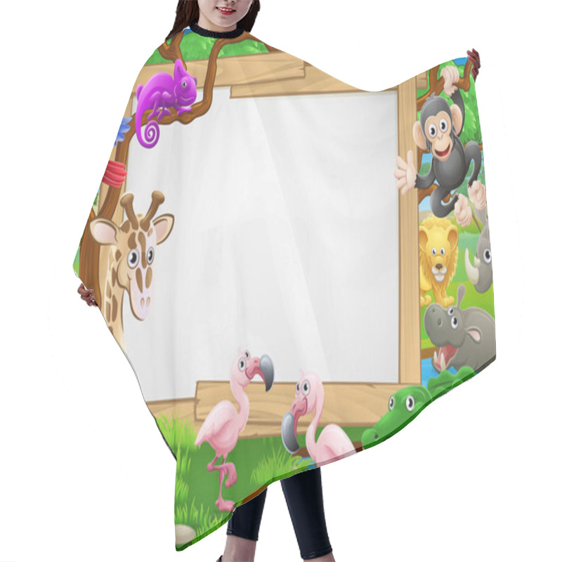 Personality  Cartoon Safari Animals Sign Hair Cutting Cape