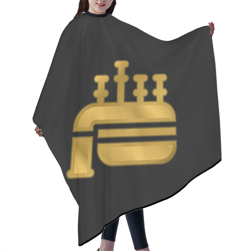 Personality  Bagpipe Gold Plated Metalic Icon Or Logo Vector Hair Cutting Cape