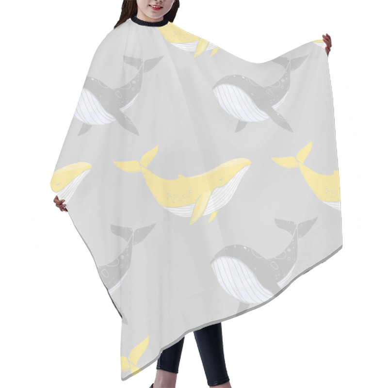 Personality  Pattern With Sea Life Collection Of Whales Hair Cutting Cape