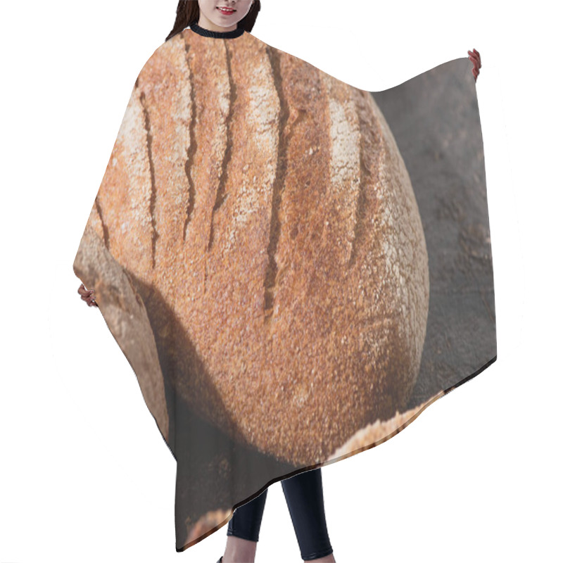 Personality  Close Up View Of Fresh Baked Brown Whole Grain Bread Hair Cutting Cape