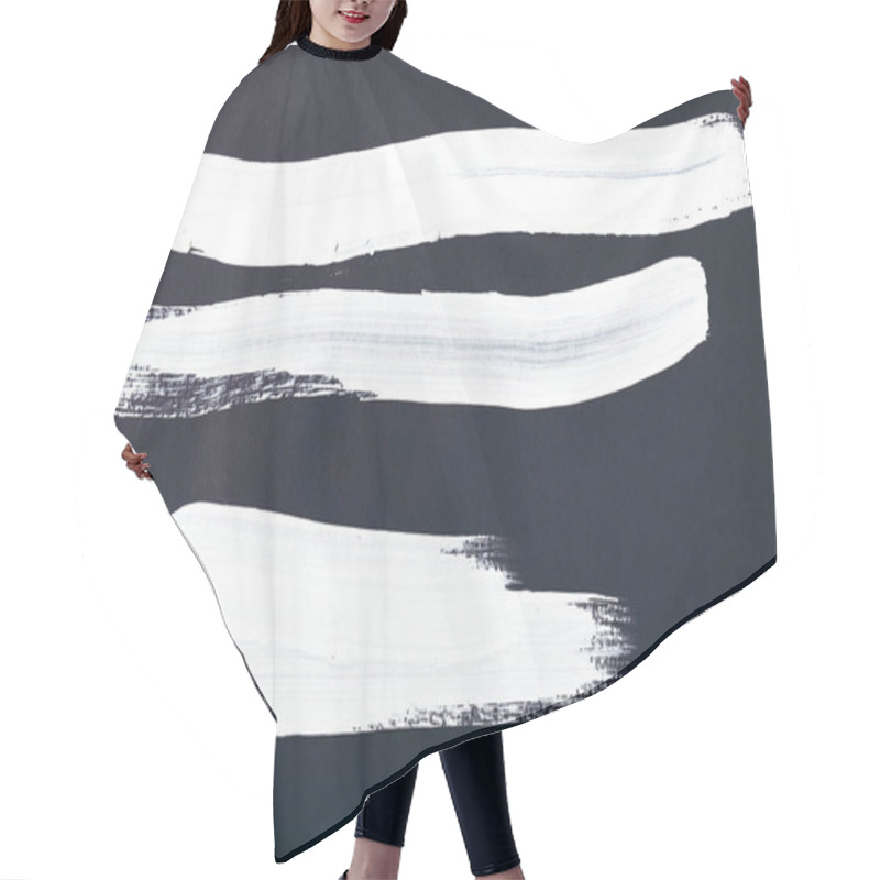 Personality  Abstract Painting With White Brush Strokes On Black Hair Cutting Cape