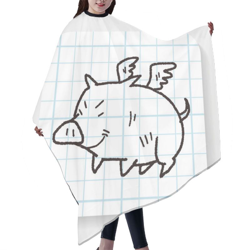 Personality  Flying Pig Doodle Hair Cutting Cape