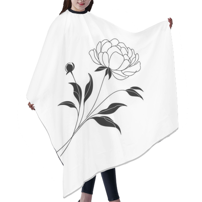 Personality  Flower Line Drawing Peony Hair Cutting Cape